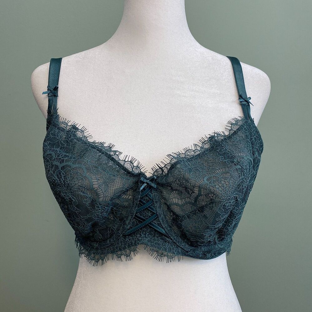 Victorias Secret Dream Angels Push Up Bra Underwire Lace Green 36DDD